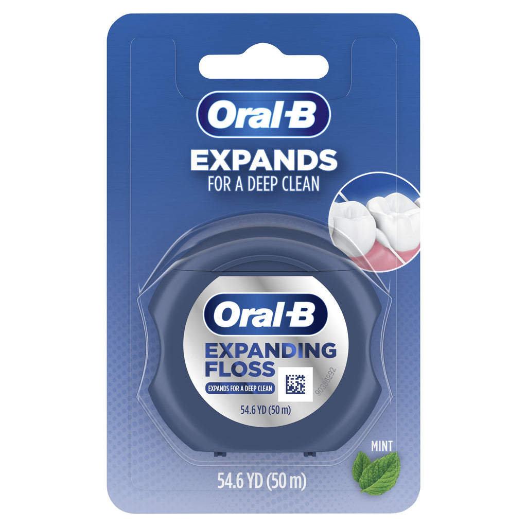 Expandable Ribbon Dental Floss, Mint, Expands for a Deep Clean, 50M
