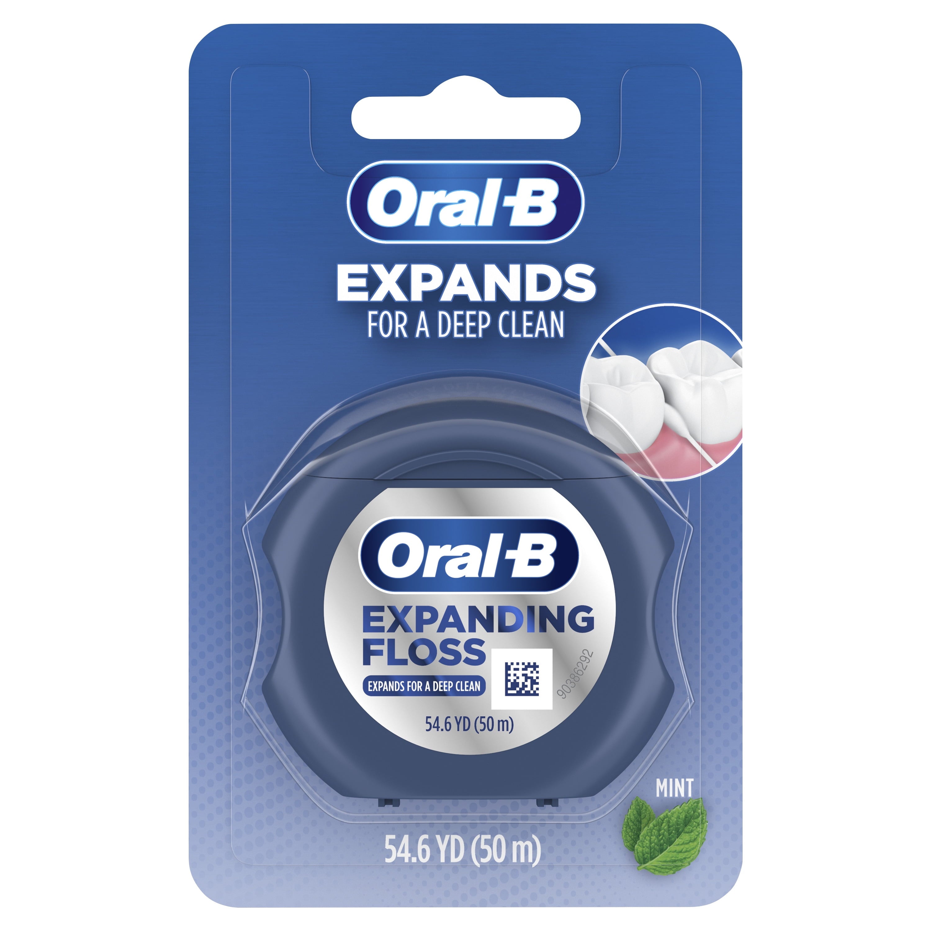 Expandable Ribbon Dental Floss, Mint, Expands for a Deep Clean, 50M