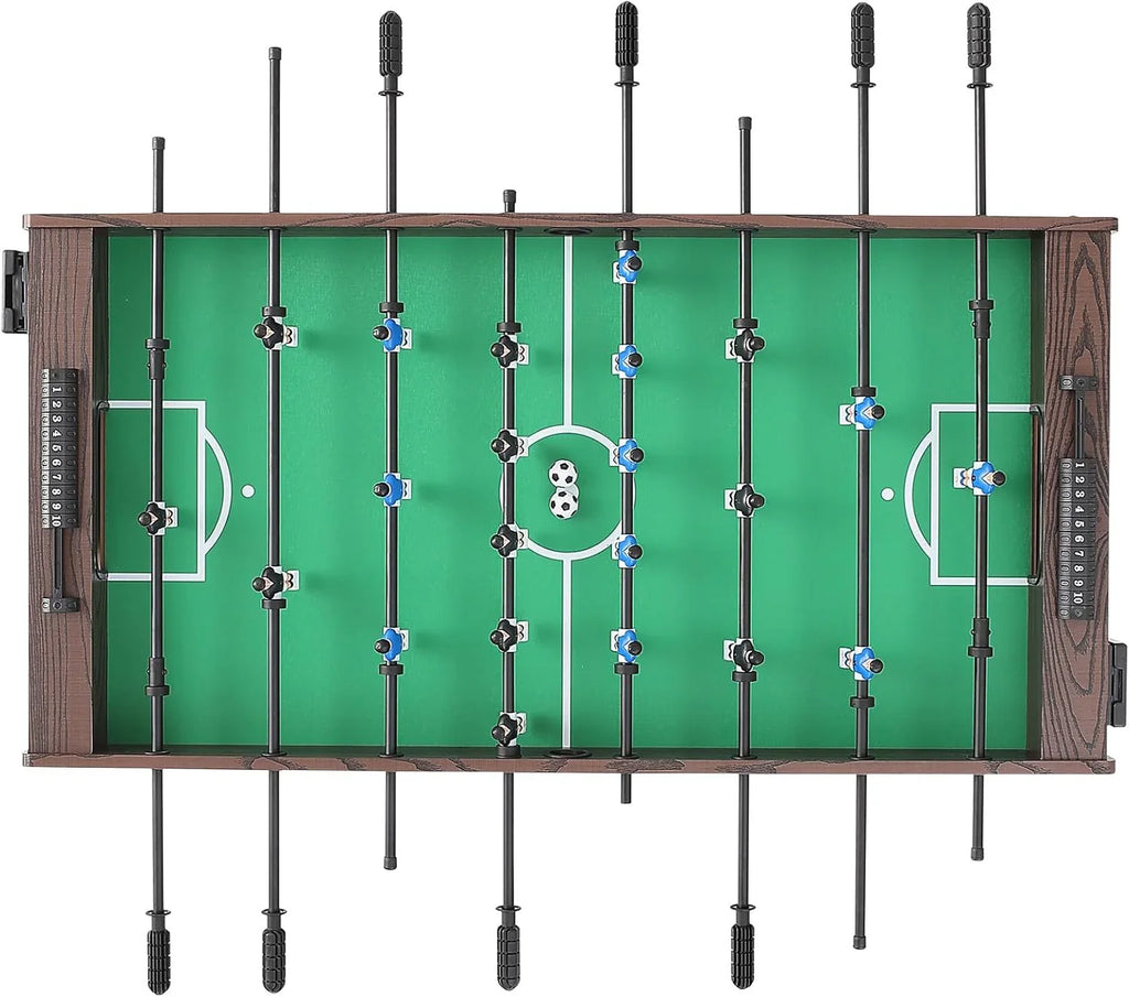 Foldable flyball table, standard size (42/48/55 inches), brown, made of plastic, metal and wood, suitable for two people to play flyball games, suitable for game room.
