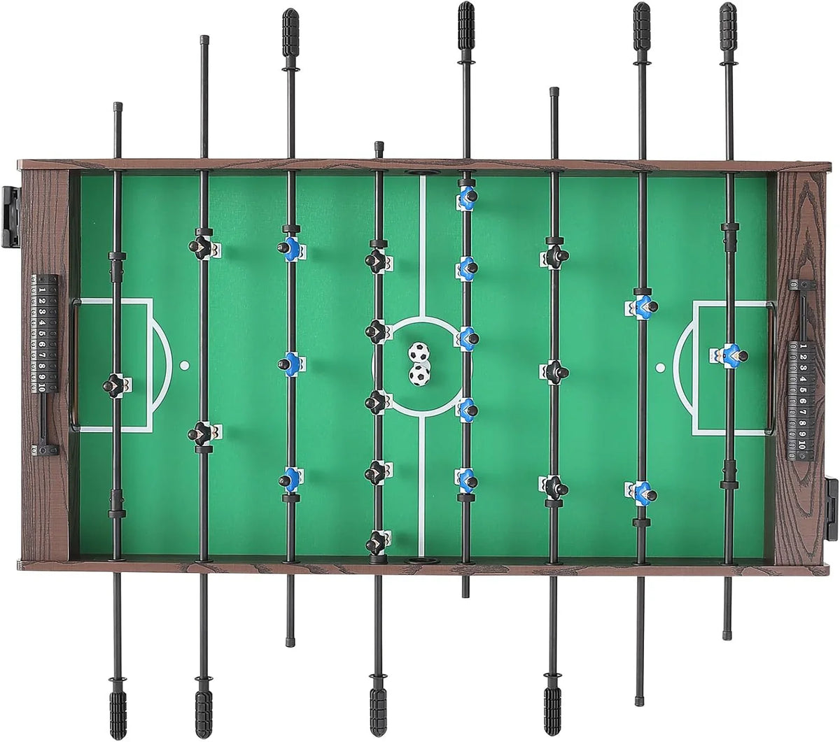Foldable flyball table, standard size (42/48/55 inches), brown, made of plastic, metal and wood, suitable for two people to play flyball games, suitable for game room.