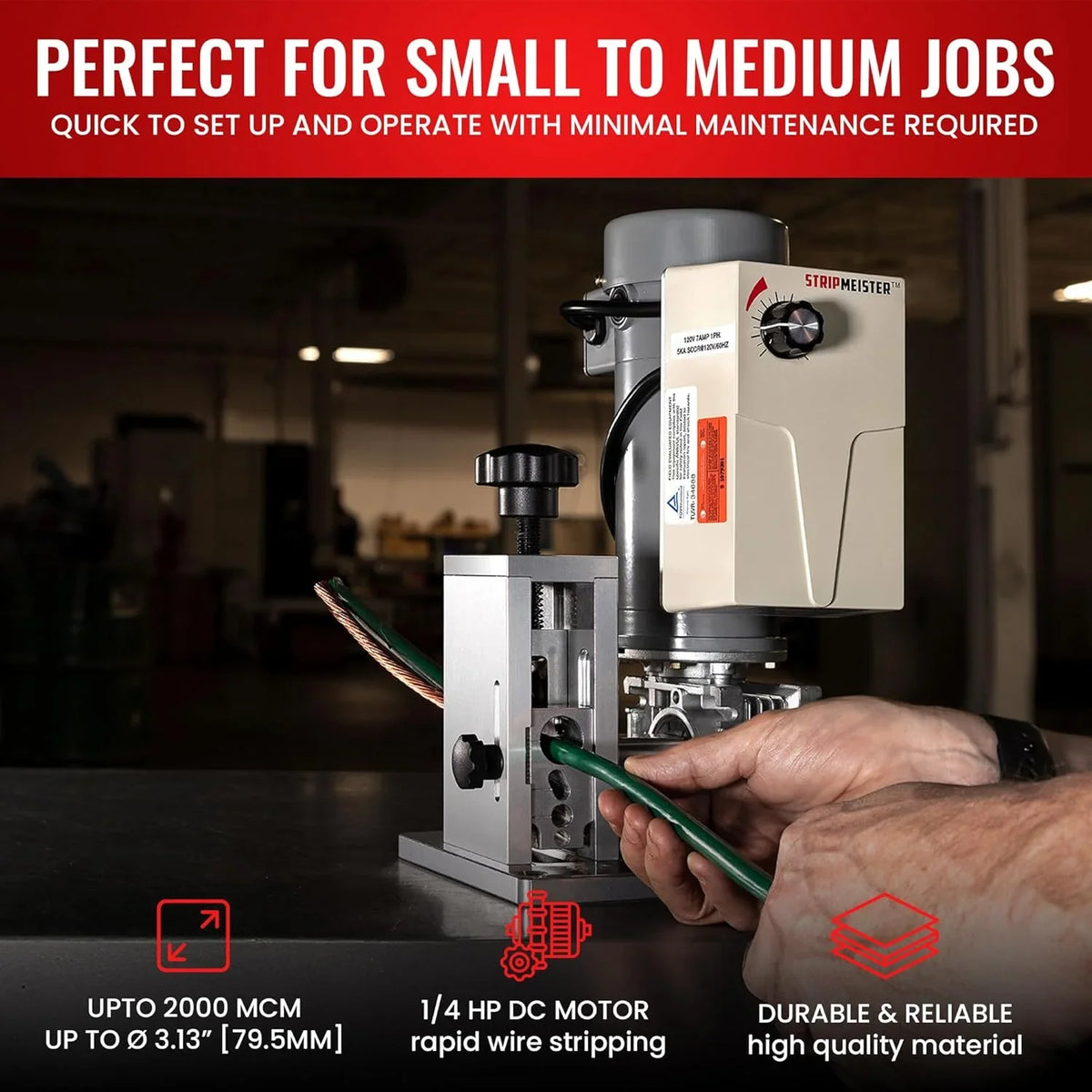 Electric automatic cable stripping machine - The maximum diameter of the detachable cable can reach 3/4 inch. There is no jamming. It is equipped with a motor-driven cable stripping device and has a variable speed control function. It is suitable for
