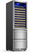 24 Inch Dual Drawer Fridge Under Counter with Wheels, Outdoor Beverage Refrigerator for Patio, Stainless Steel Weather-Proof, Freestanding or Built-In Installation, Ideal for Home and Commercial Use