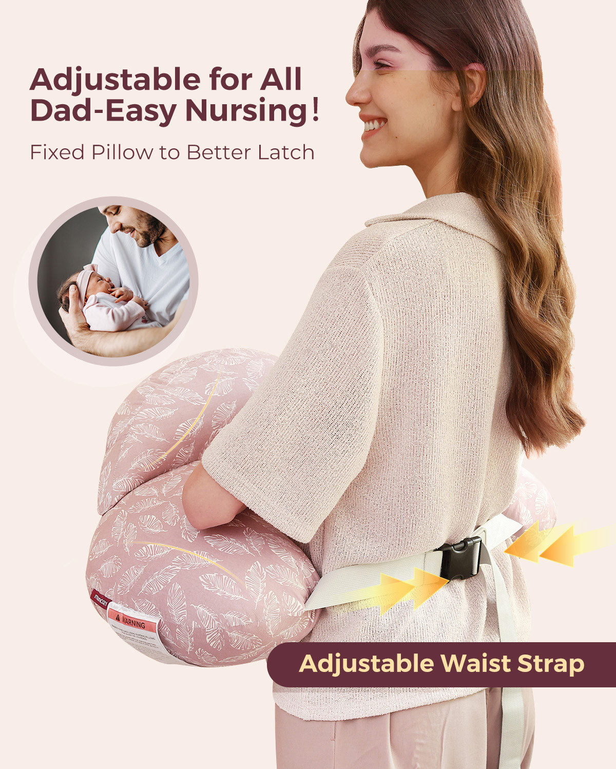 Multifunctional and Adjustable Nursing Pillow - Light Pink