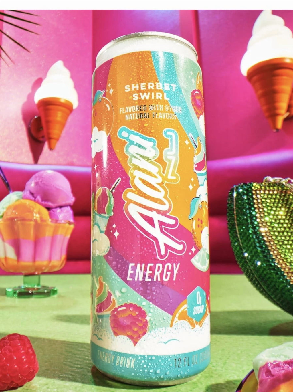 Energy Drinks Variety Pack Sherbet Swirl, Dream Float, Cherry Slush, Orange Kiss, Juicy Peach, Breezeberry Zero Sugar, Low Calorie, Energy Boost Drinks 12 oz (6 Pack)