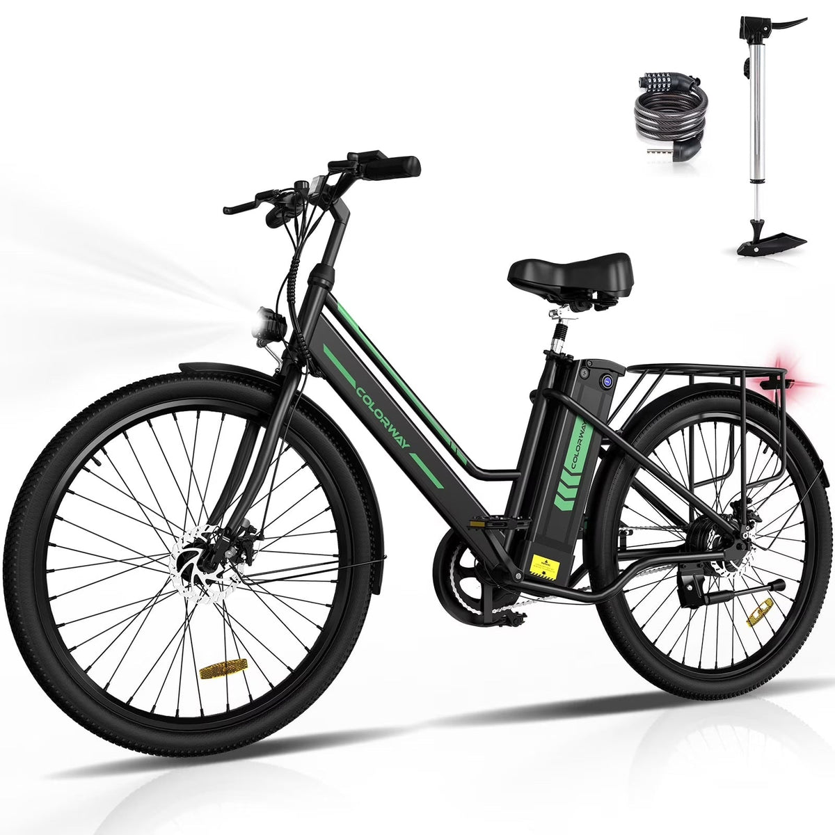 COLORWAY 26 in Electric Bike for Woman, 500W Powerful Motor, 36V 12AH Removable Battery E Bike,, Max. Speed 19.9MPH Electric Bicycle UL2849
