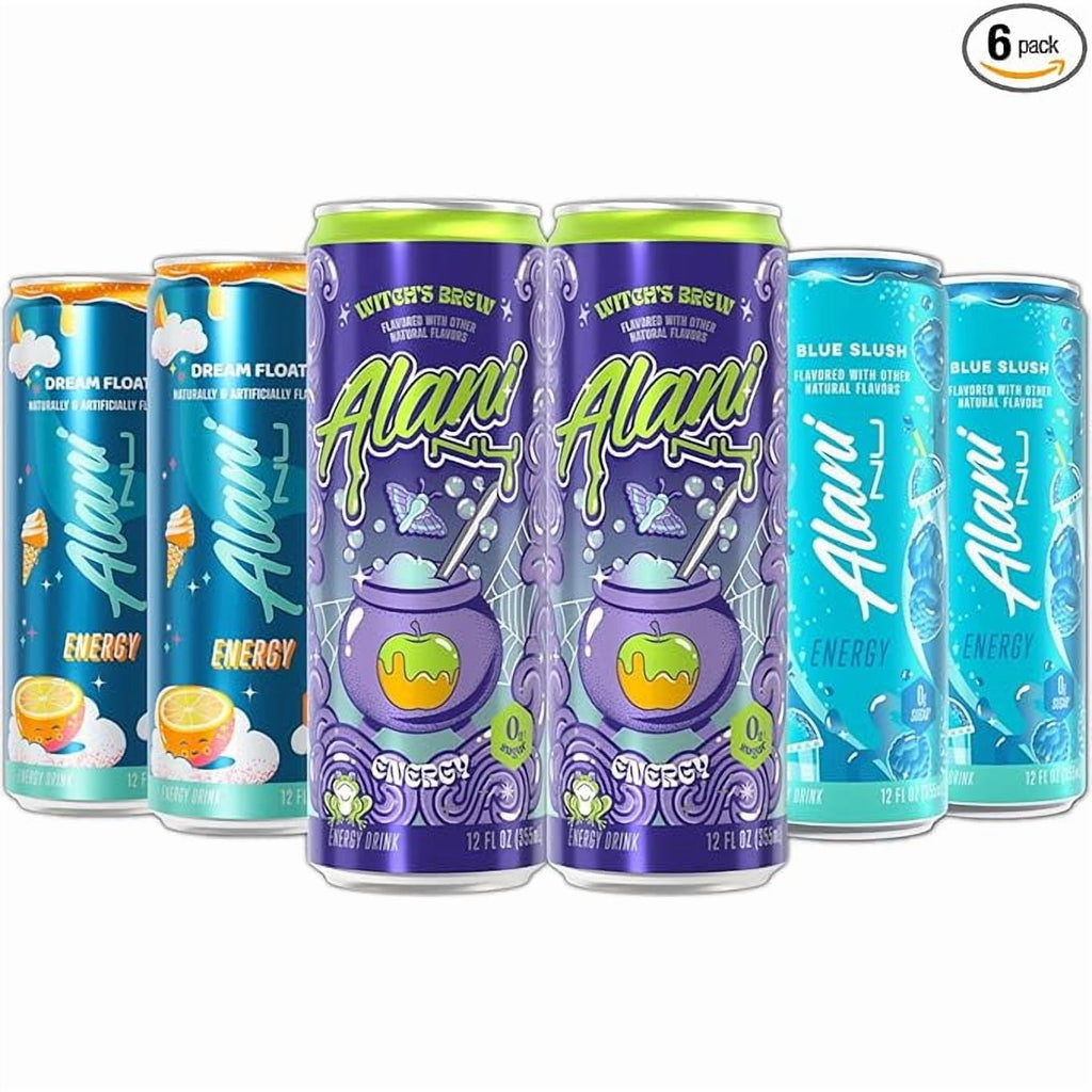 New  Energy Drinks Witches Brew, Dream Float, Blue Slush - Limited Edition Flavors - Variety Pack, Sugar-Free, Low-Calorie, 200mg Caffeine, Energy Boost Drink 12 fl oz (Pack of 6)