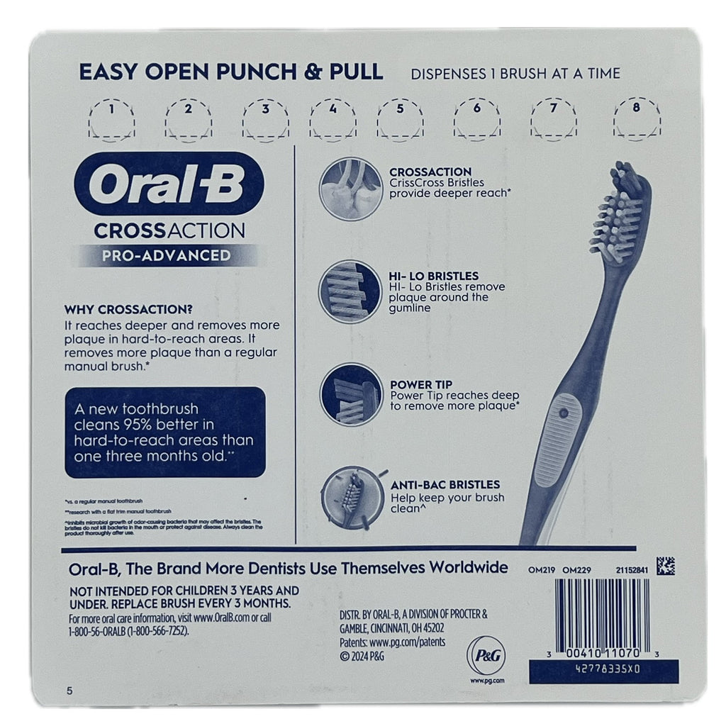 Cross Action Pro Advanced Toothbrush, 8 Count (Medium)