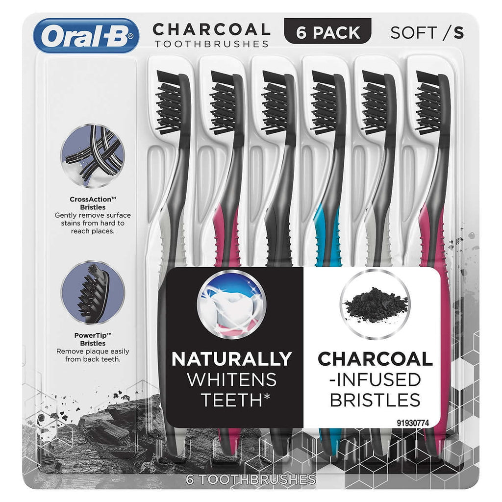 Charcoal Toothbrush, Soft, 4 Count