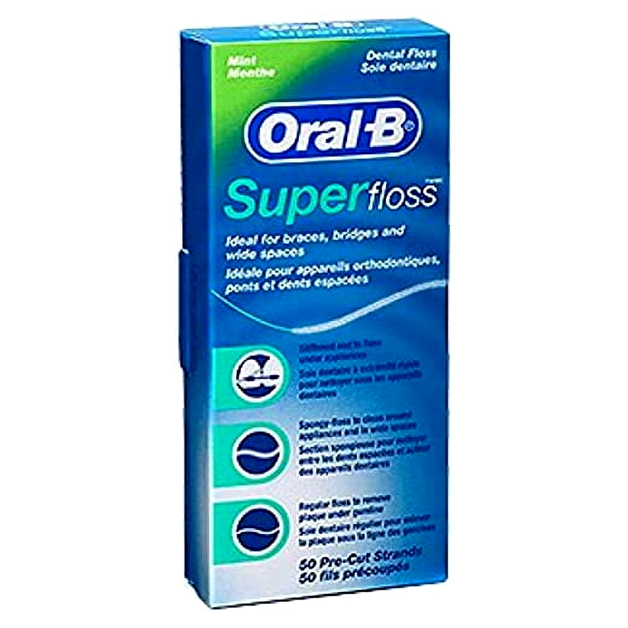 Super Floss Mint.... Dental Floss for.. Braces.. Bridges -.. 50 Strips.. (Pack.. of 6)