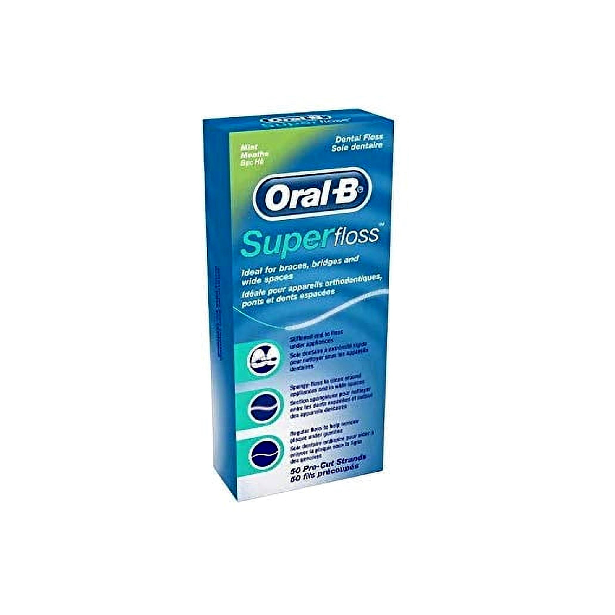 Super Floss Mint.... Dental Floss for.. Braces.. Bridges -.. 50 Strips.. (Pack.. of 6)