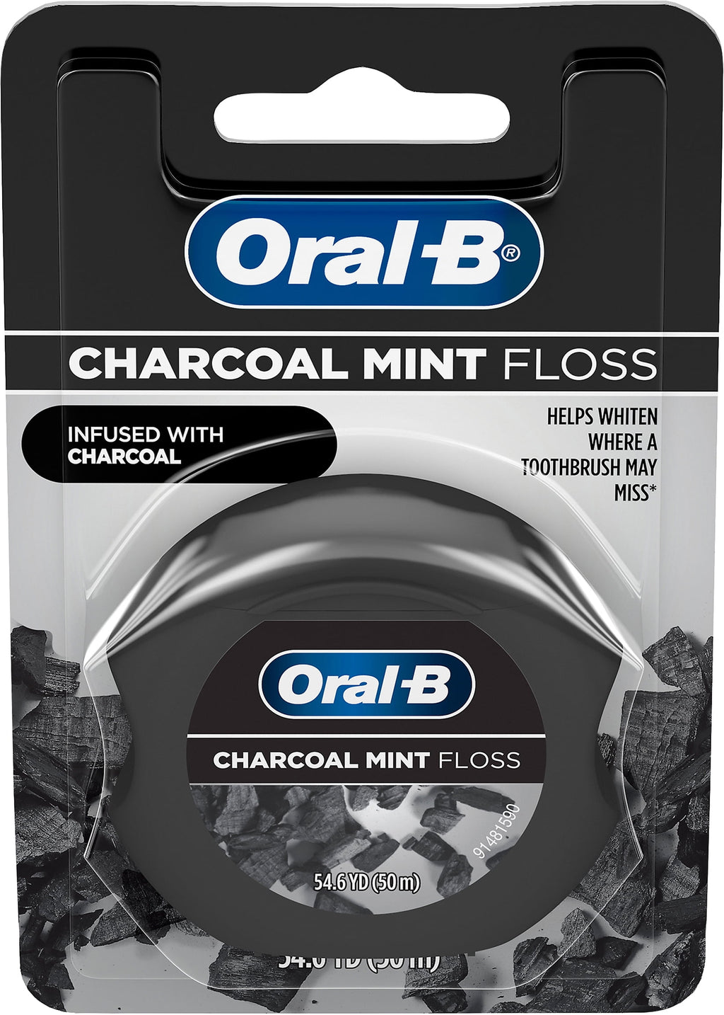 Charcoal Mint Dental Floss, Cavity Defense, Waxed, 50m