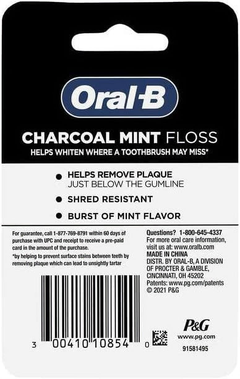 Charcoal Mint Dental Floss, Cavity Defense, Waxed, 50m