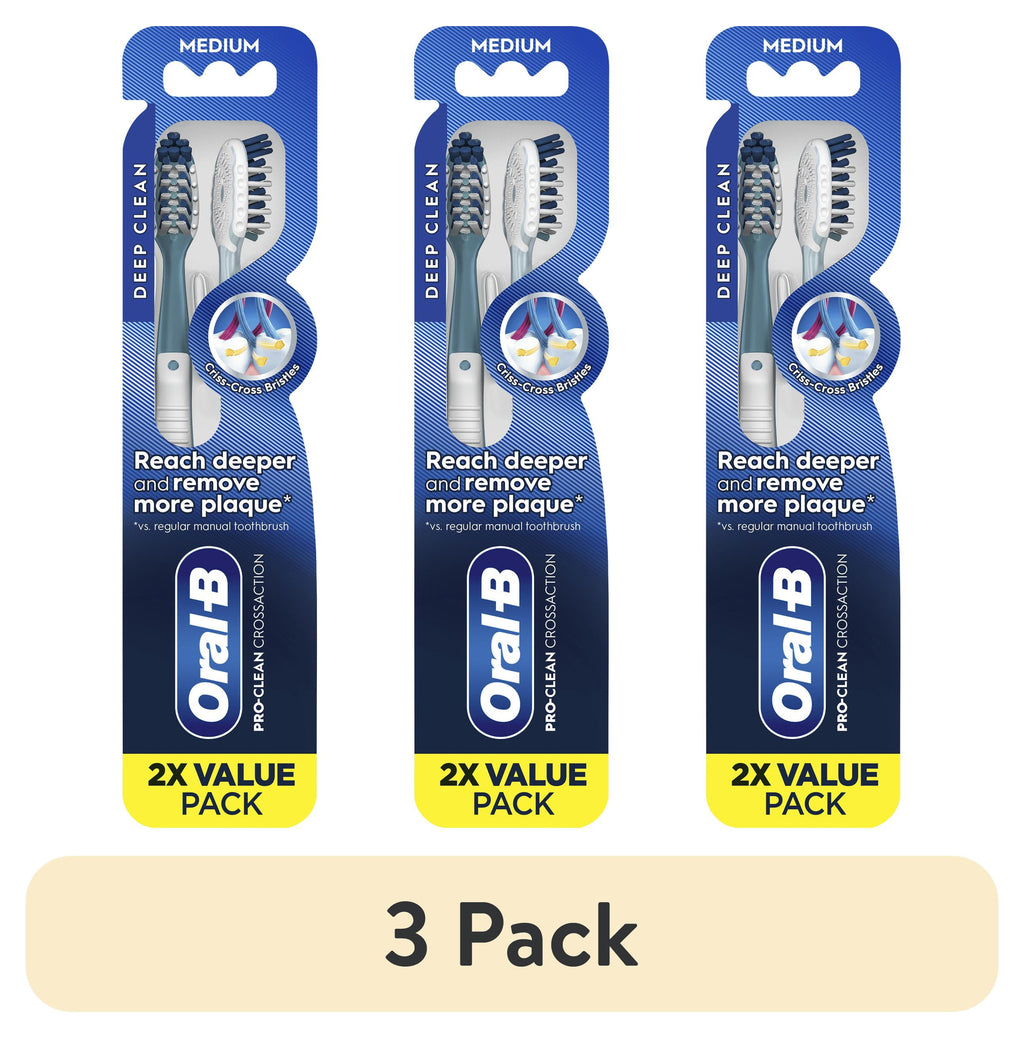 Toothbrush Pro Clean Cross Action, Deep Plaque Removal, Medium, 2 Count