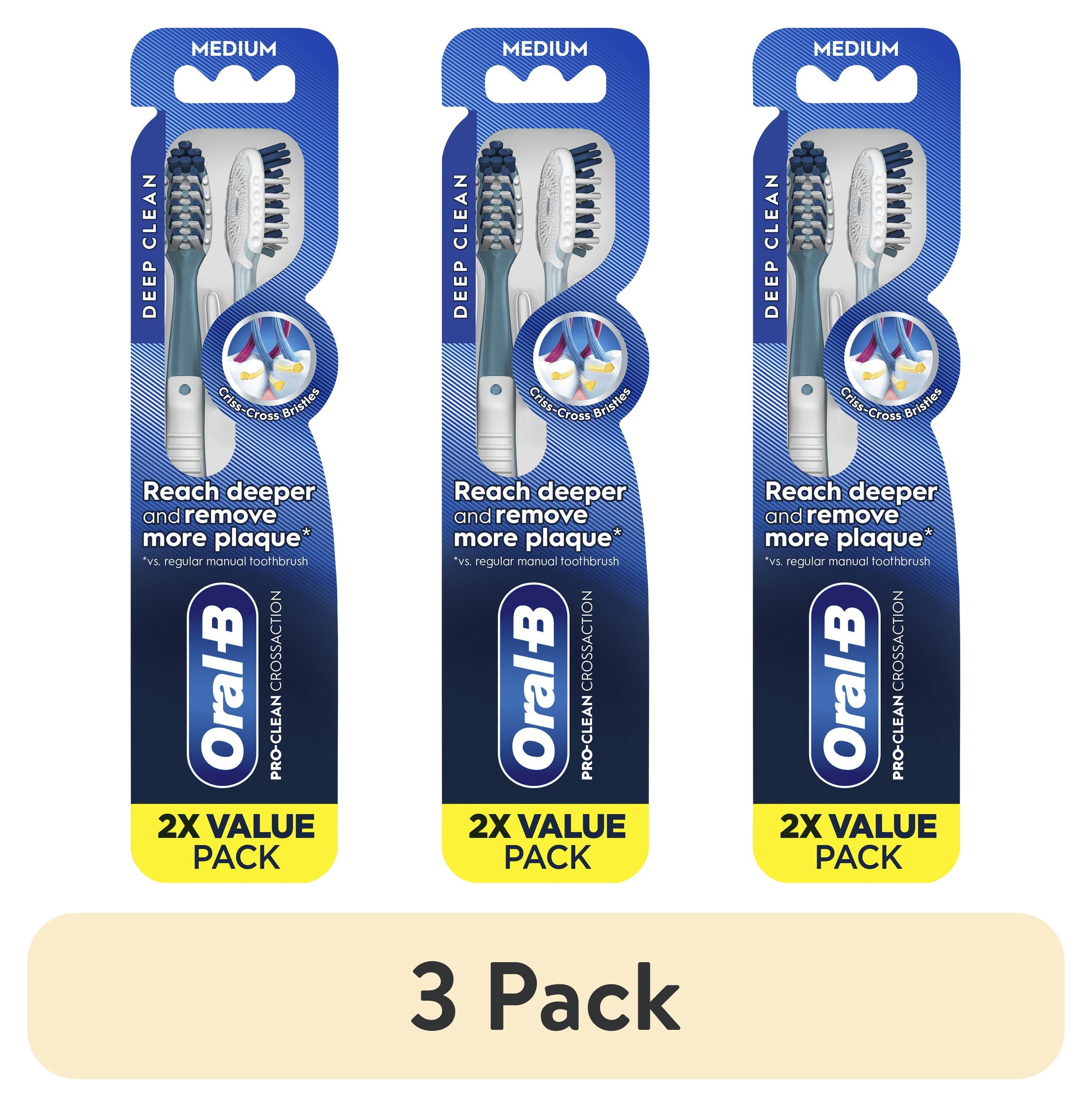 Toothbrush Pro Clean Cross Action, Deep Plaque Removal, Medium, 2 Count
