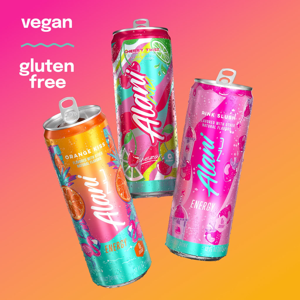 Sugar Free Energy Drink, Variety Pack, Pink Slush, Orange Kiss, Cherry Twist, 12 fl oz, 12 Pack, Cans, 200mg Caffeine