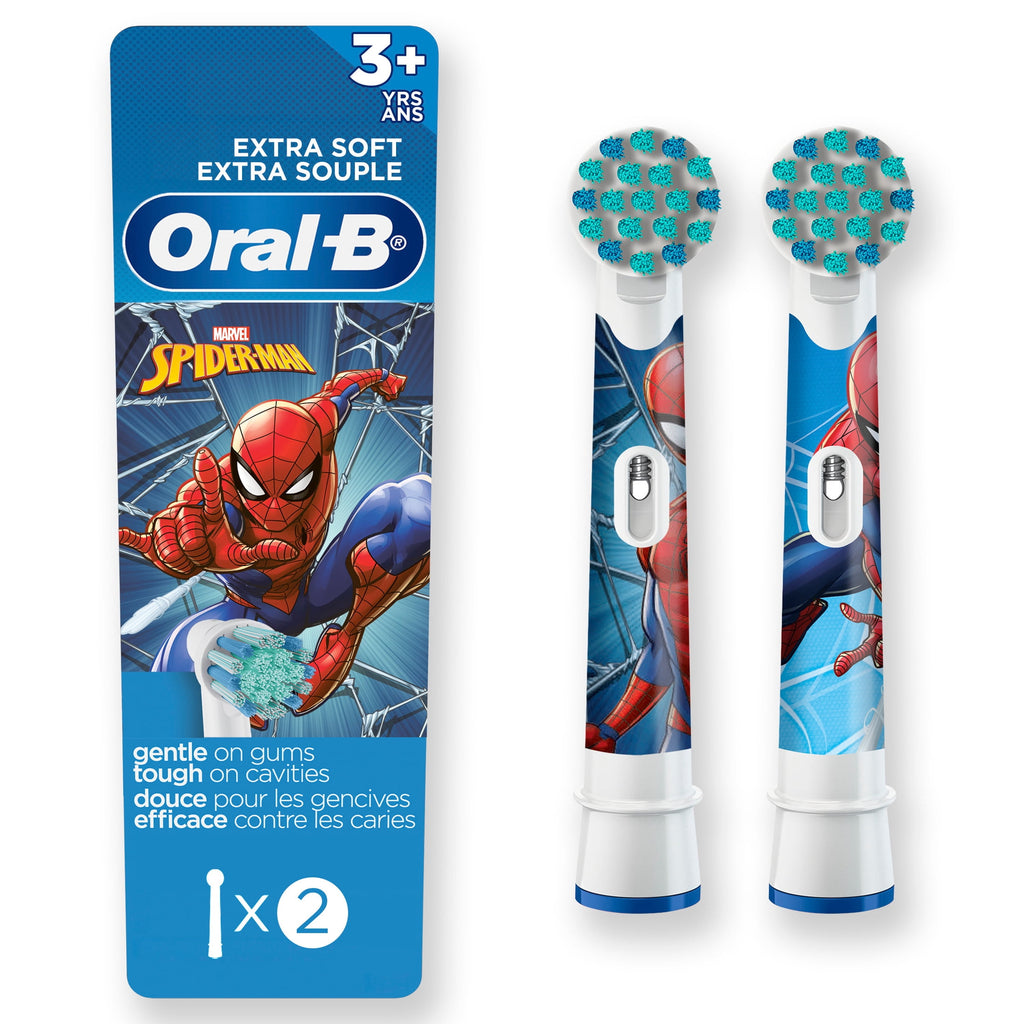Kids Extra Soft Replacement Brush Heads featuring Marvel's Spiderman, 2 count