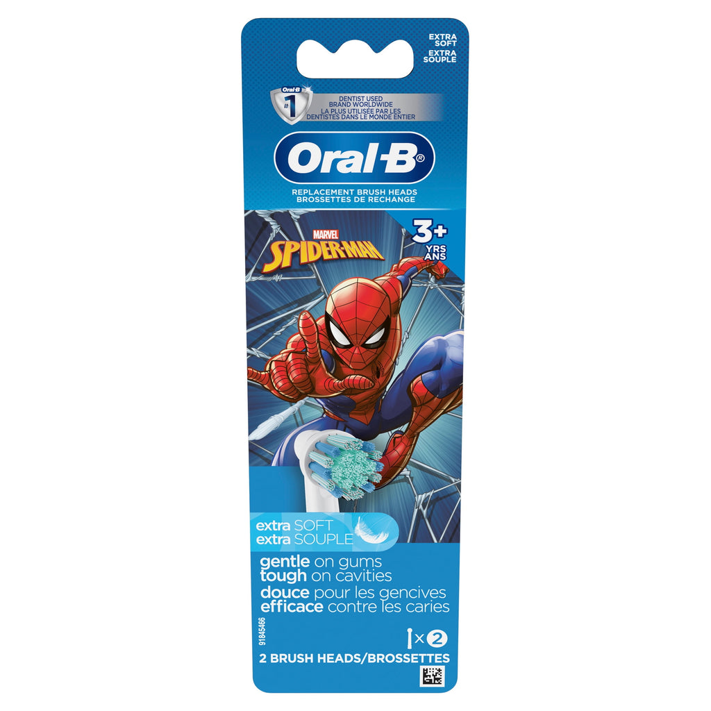 Kids Extra Soft Replacement Brush Heads featuring Marvel's Spiderman, 2 count