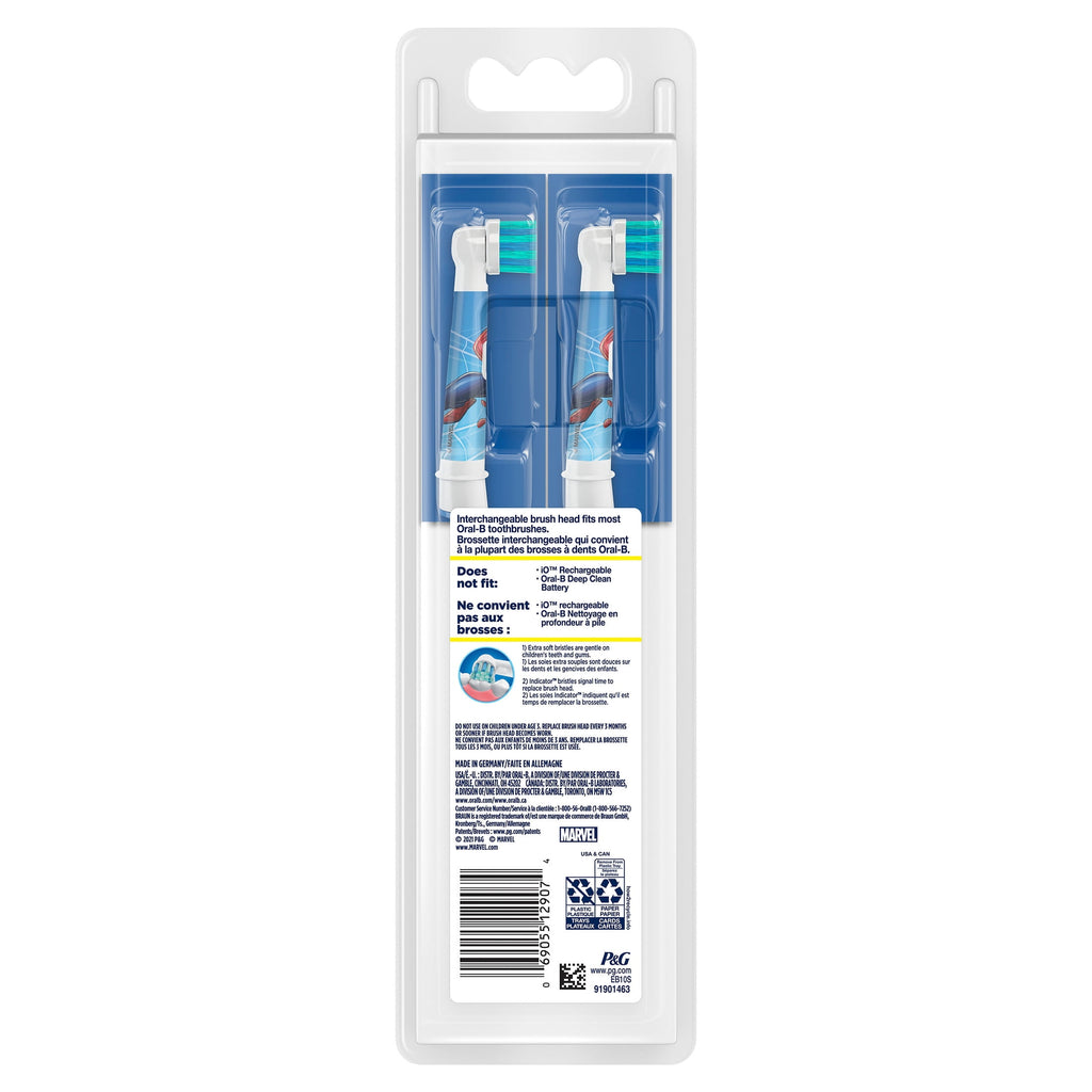 Kids Extra Soft Replacement Brush Heads featuring Marvel's Spiderman, 2 count