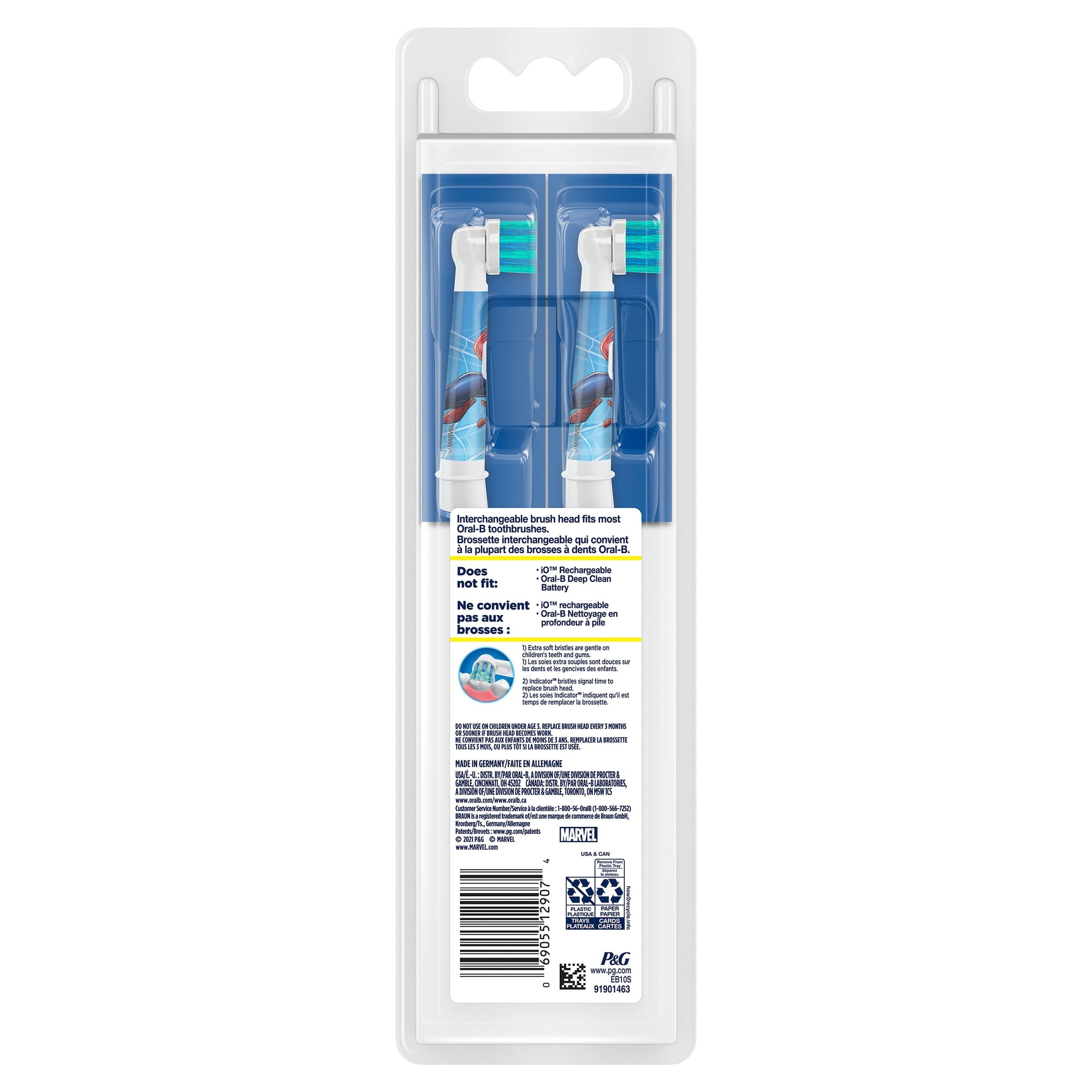 Kids Extra Soft Replacement Brush Heads featuring Marvel's Spiderman, 2 count