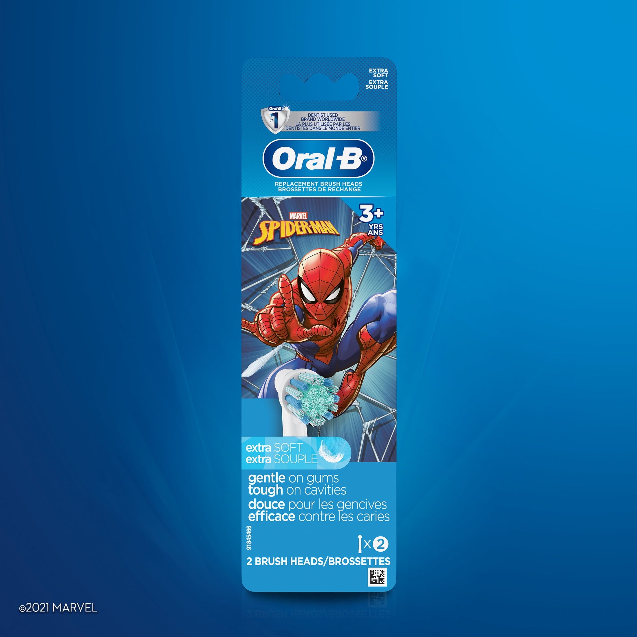 Kids Extra Soft Replacement Brush Heads featuring Marvel's Spiderman, 2 count