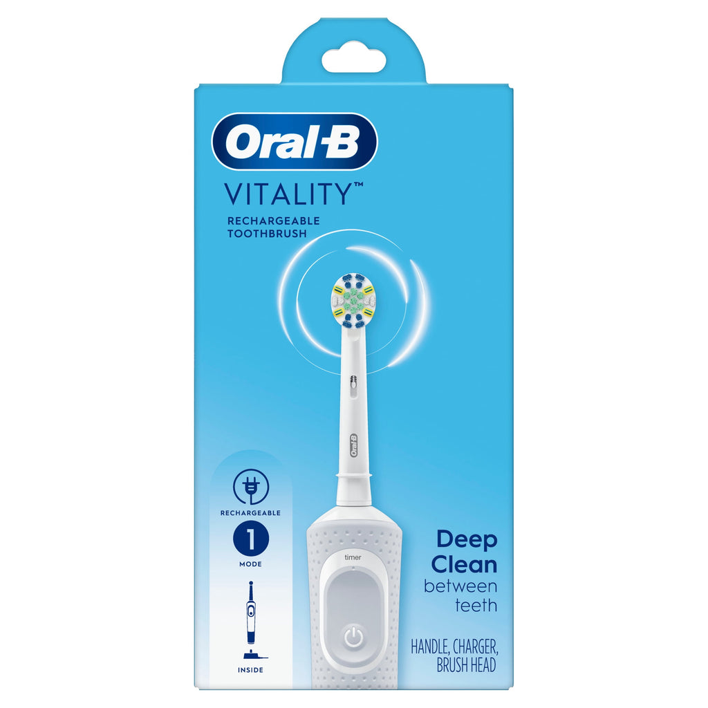Toothbrush, Vitality FlossAction Rechargeable Electric Toothbrush, White, Adults &amp; Children 3+