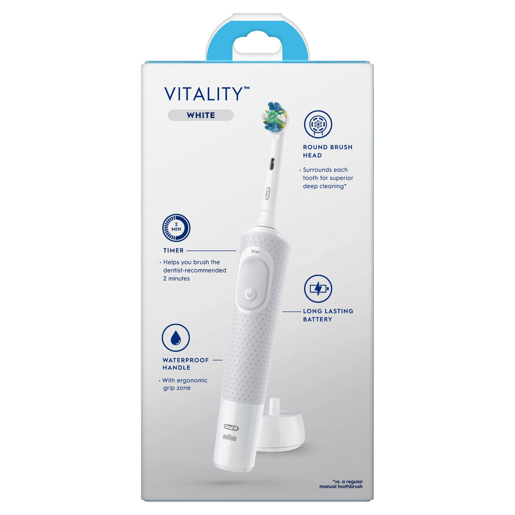 Toothbrush, Vitality FlossAction Rechargeable Electric Toothbrush, White, Adults &amp; Children 3+