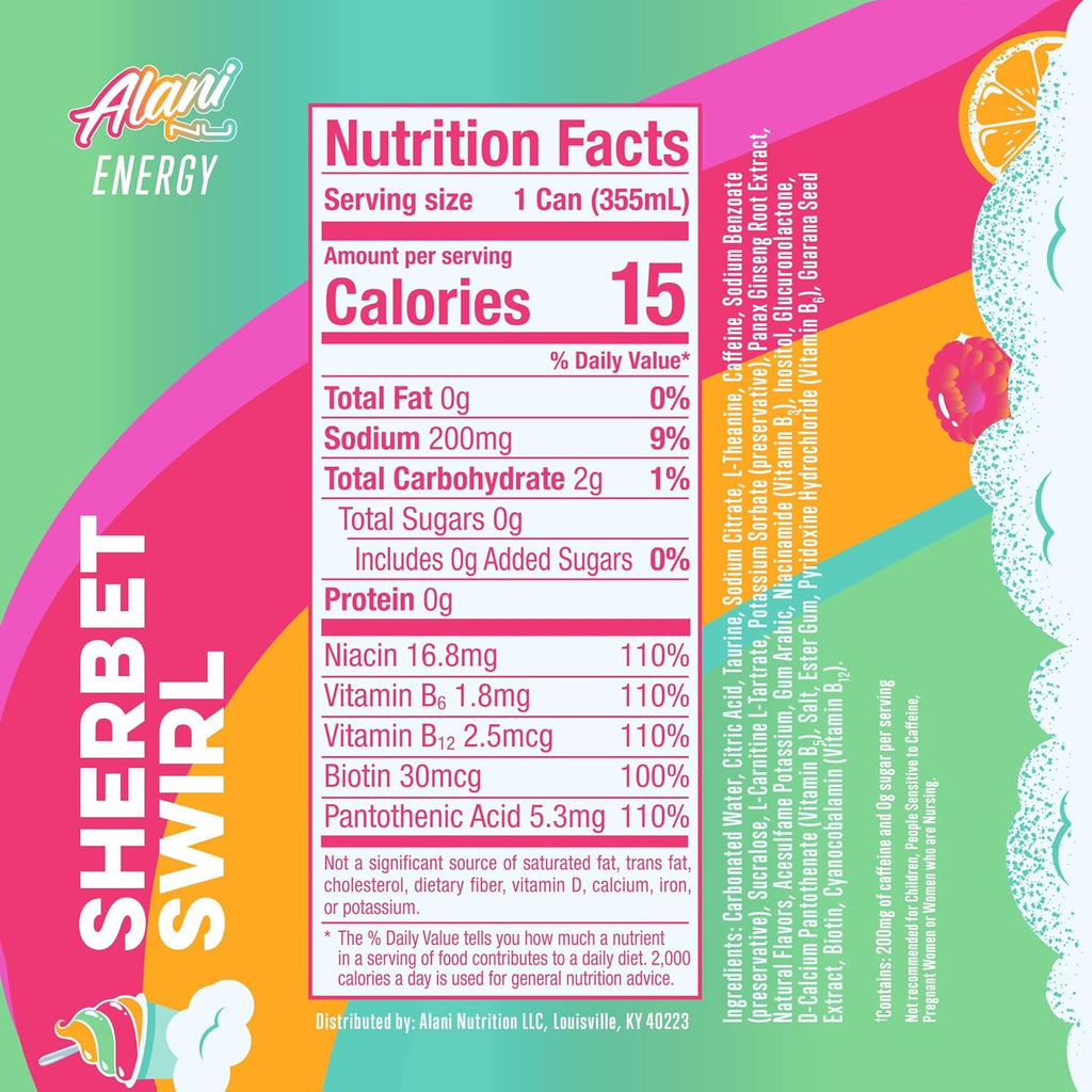 Sherbet Swirl Energy Drink 12 ounce 6 Pack