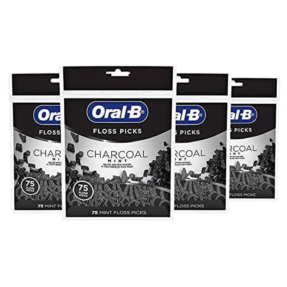 Charcoal Infused Mint Dental Floss Picks, 75 Count, Pack Of 4