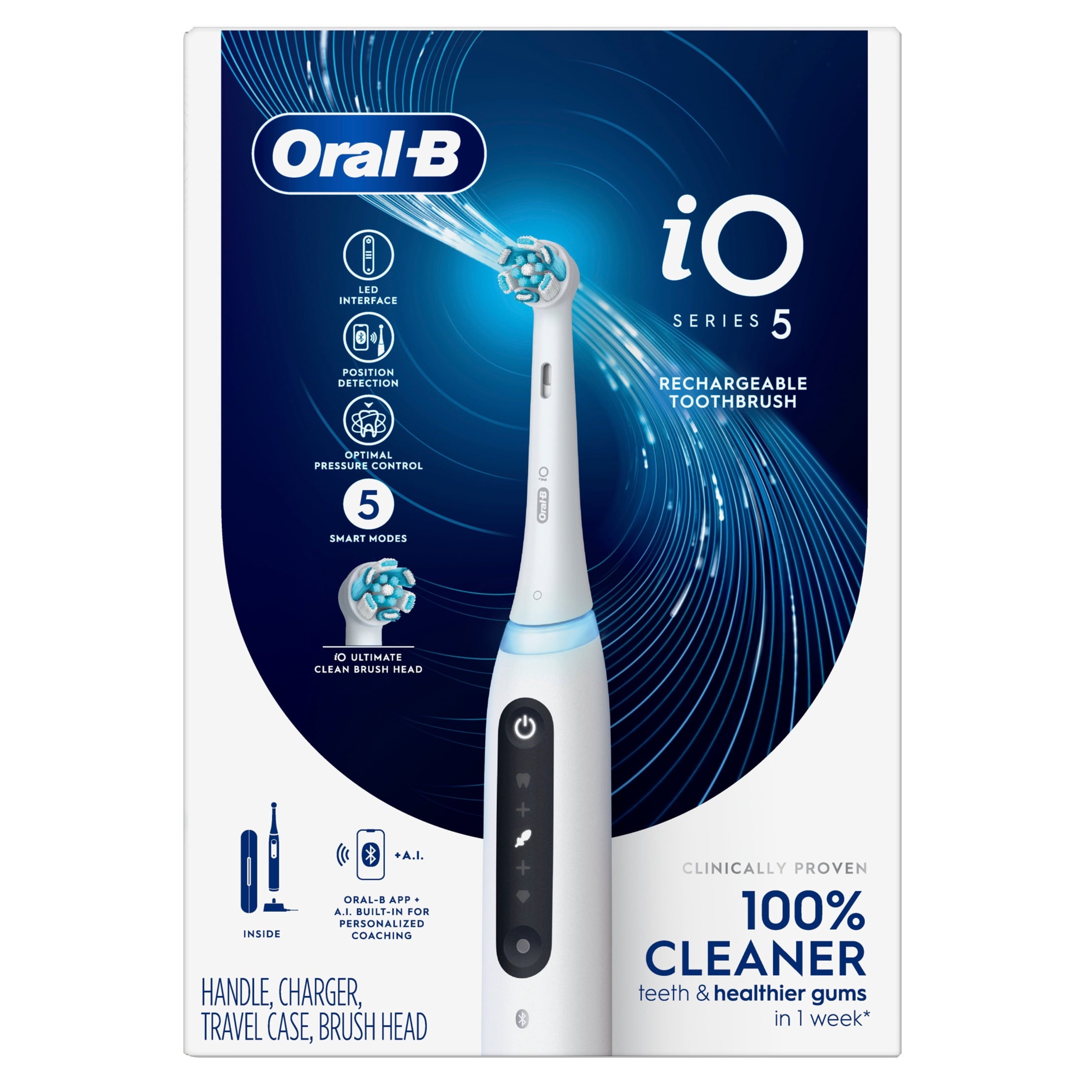 Toothbrush, iO Series 5 Electric Toothbrush with (1) Brush Head, Rechargeable, Black