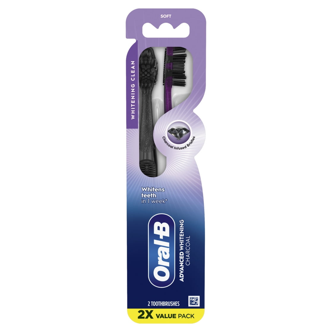 Advanced Whitening Charcoal Toothbrushes, Soft, 2 Count