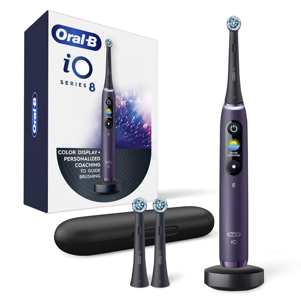 iO Series 8 Electric Toothbrush with 3 Brush Heads, Violet Ametrine, for Adults and Children 3+.