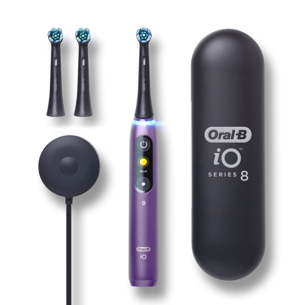 iO Series 8 Electric Toothbrush with 3 Brush Heads, Violet Ametrine, for Adults and Children 3+.
