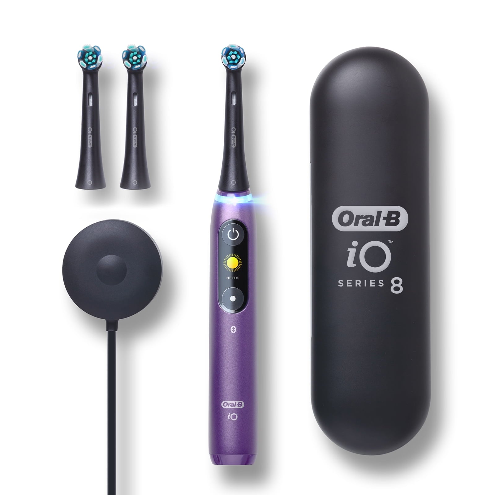 iO Series 8 Electric Toothbrush with 3 Brush Heads, Violet Ametrine, for Adults and Children 3+.