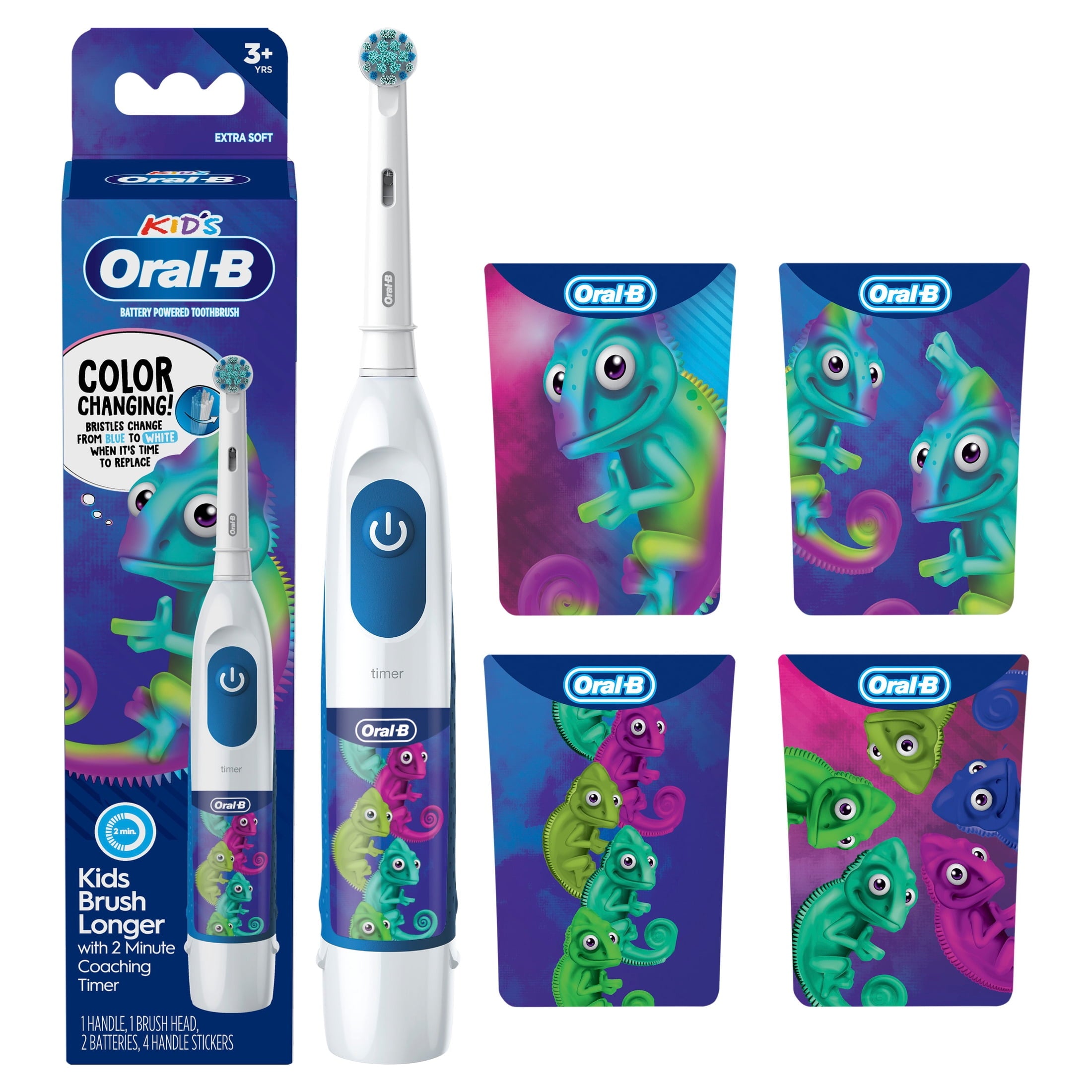 ‑B Battery Powered Kids Toothbrush with Color‑Changing Compact Bristles, Ages 3+