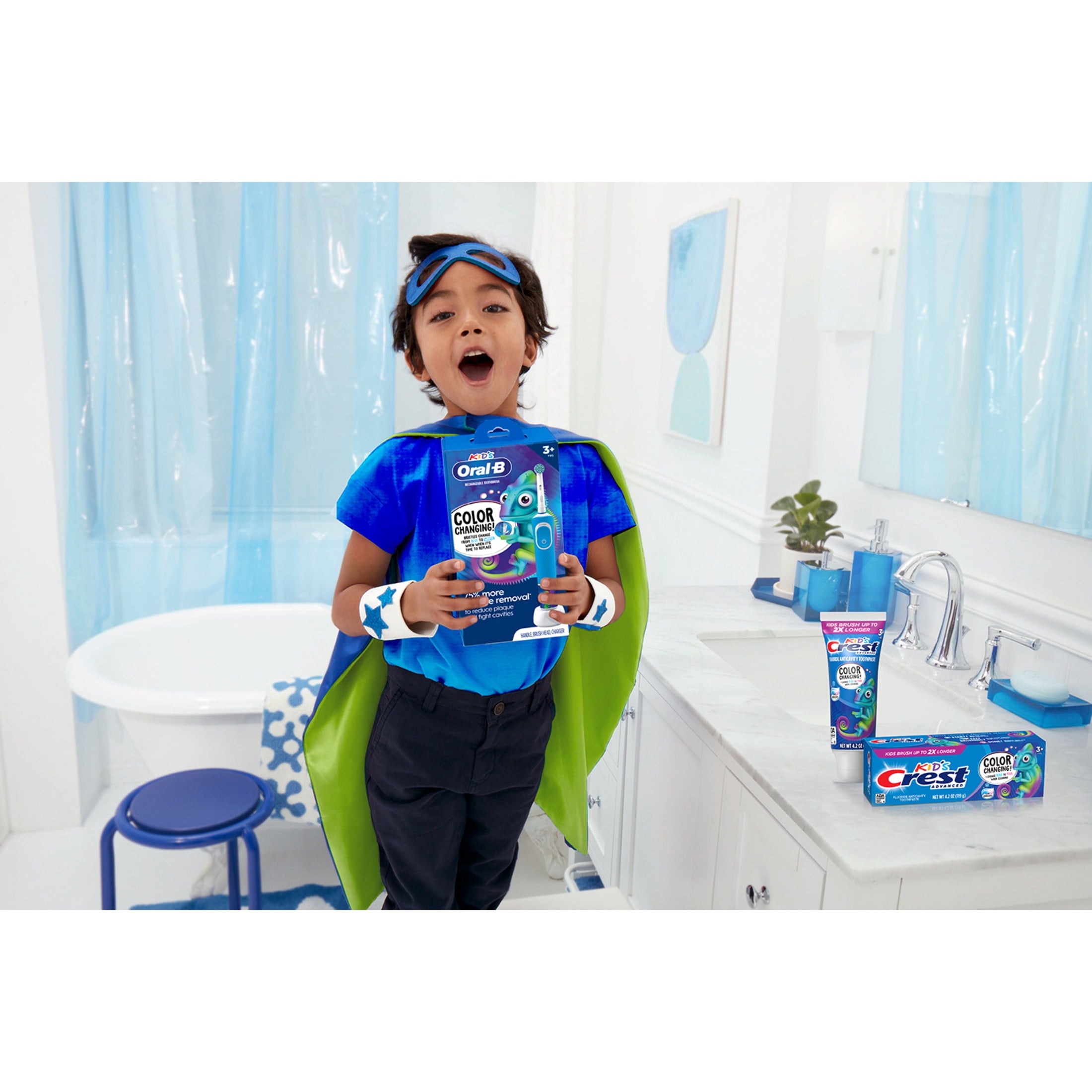 ‑B Battery Powered Kids Toothbrush with Color‑Changing Compact Bristles, Ages 3+
