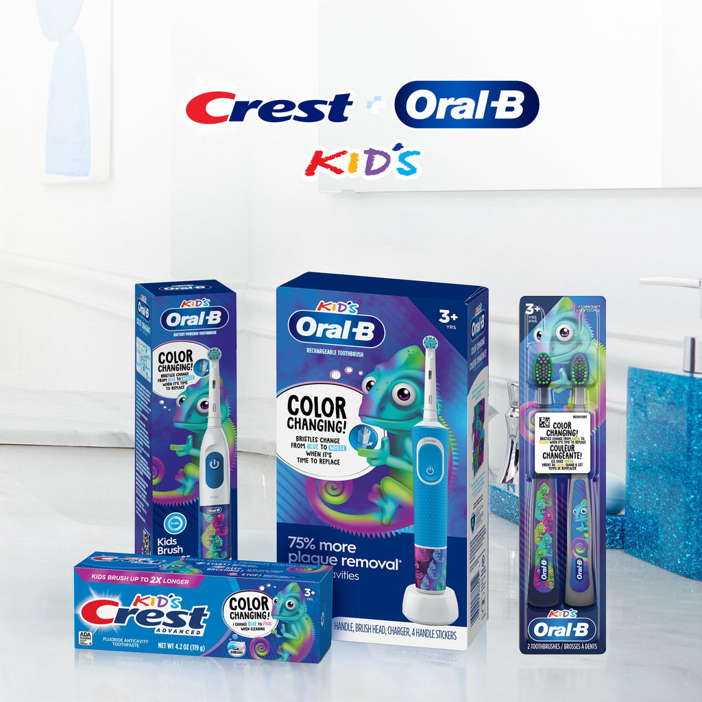 ‑B Battery Powered Kids Toothbrush with Color‑Changing Compact Bristles, Ages 3+