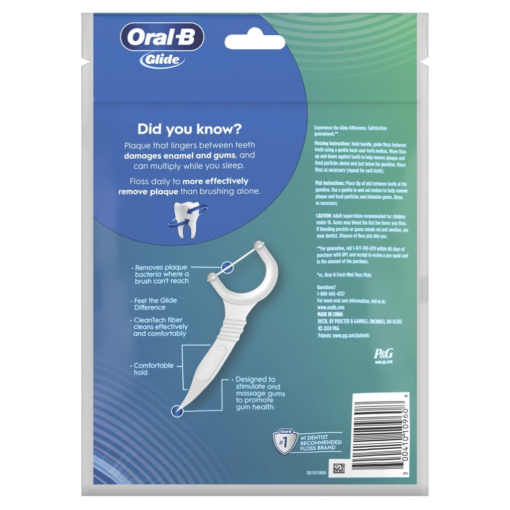 Glide Bacteria Guard Dental Floss Picks, Mint, 75 Picks