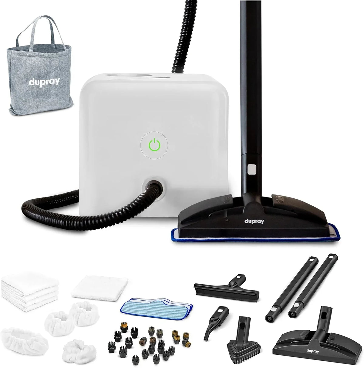 Steam cleaner, equipped with a 40-piece accessory set, has powerful functions and adopts a chemical-free cleaning method. It is suitable for cleaning floors, cars, tiles, gaps, etc. It can kill 99.9% of bacteria and viruses.