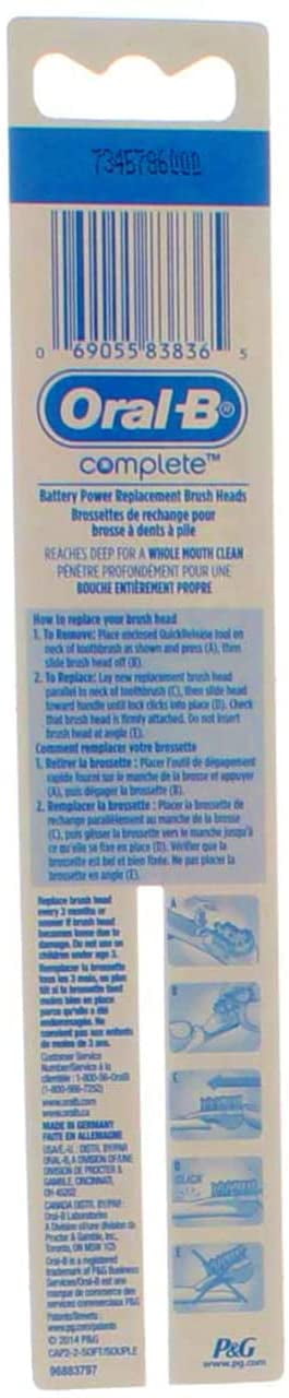 Cross Action Power Replacement Brush Heads Soft, 2 Each (Pack of 2)