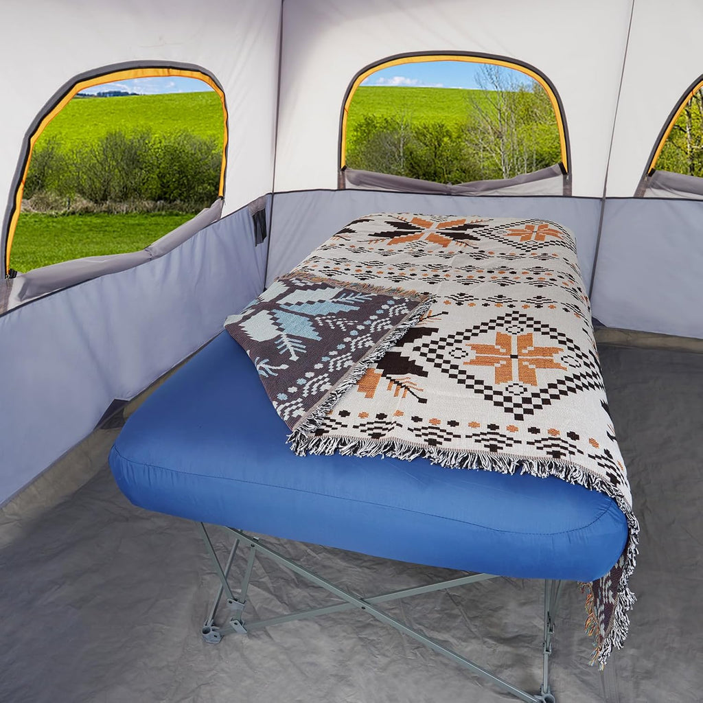 Foldable camping bed, equipped with an inflatable mattress and a portable bag, suitable for outdoor trips, camping, and beach vacations (excluding the inflatable pump)