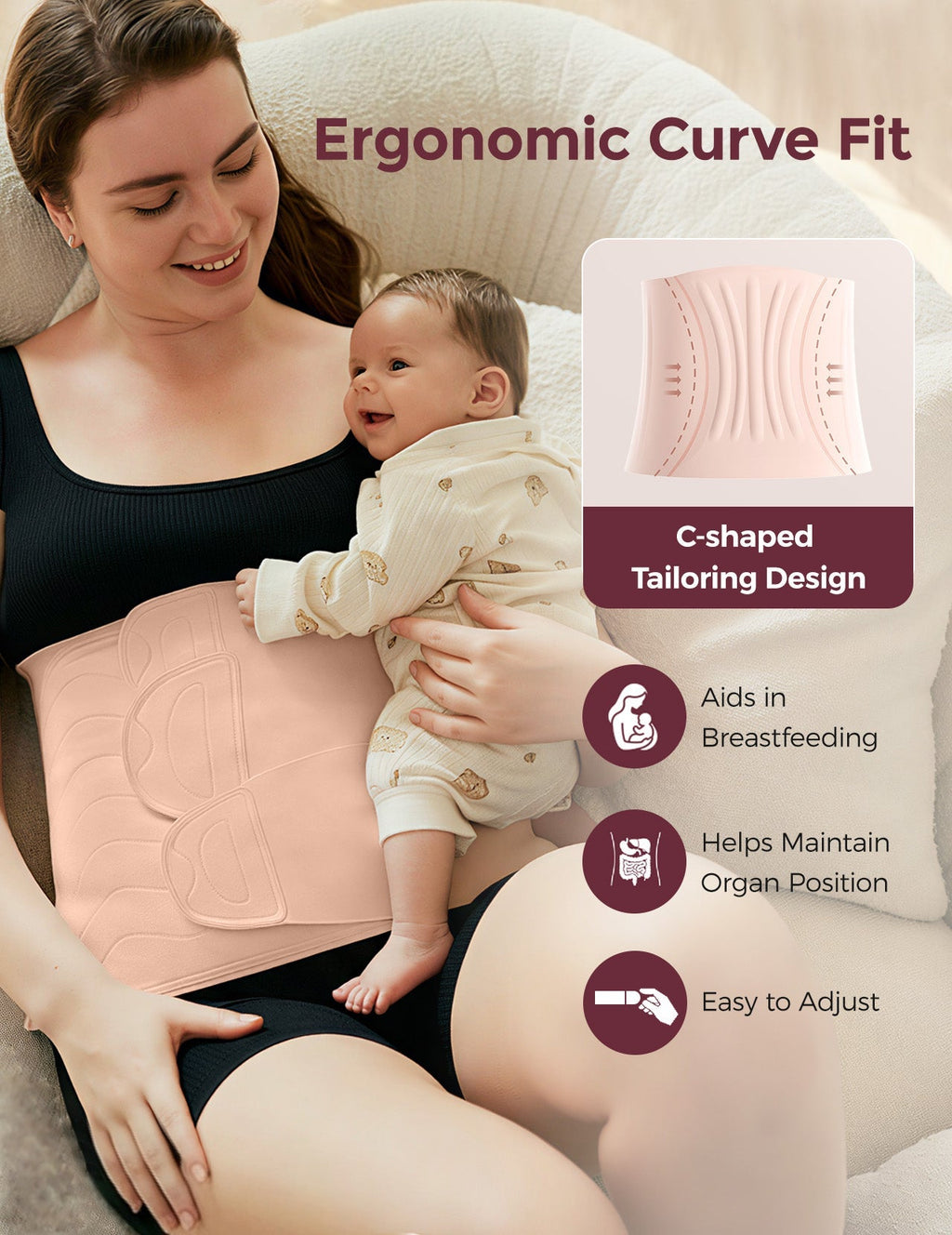 Postpartum Essential Kit:Postpartum Belly Wrap + Nursing bra