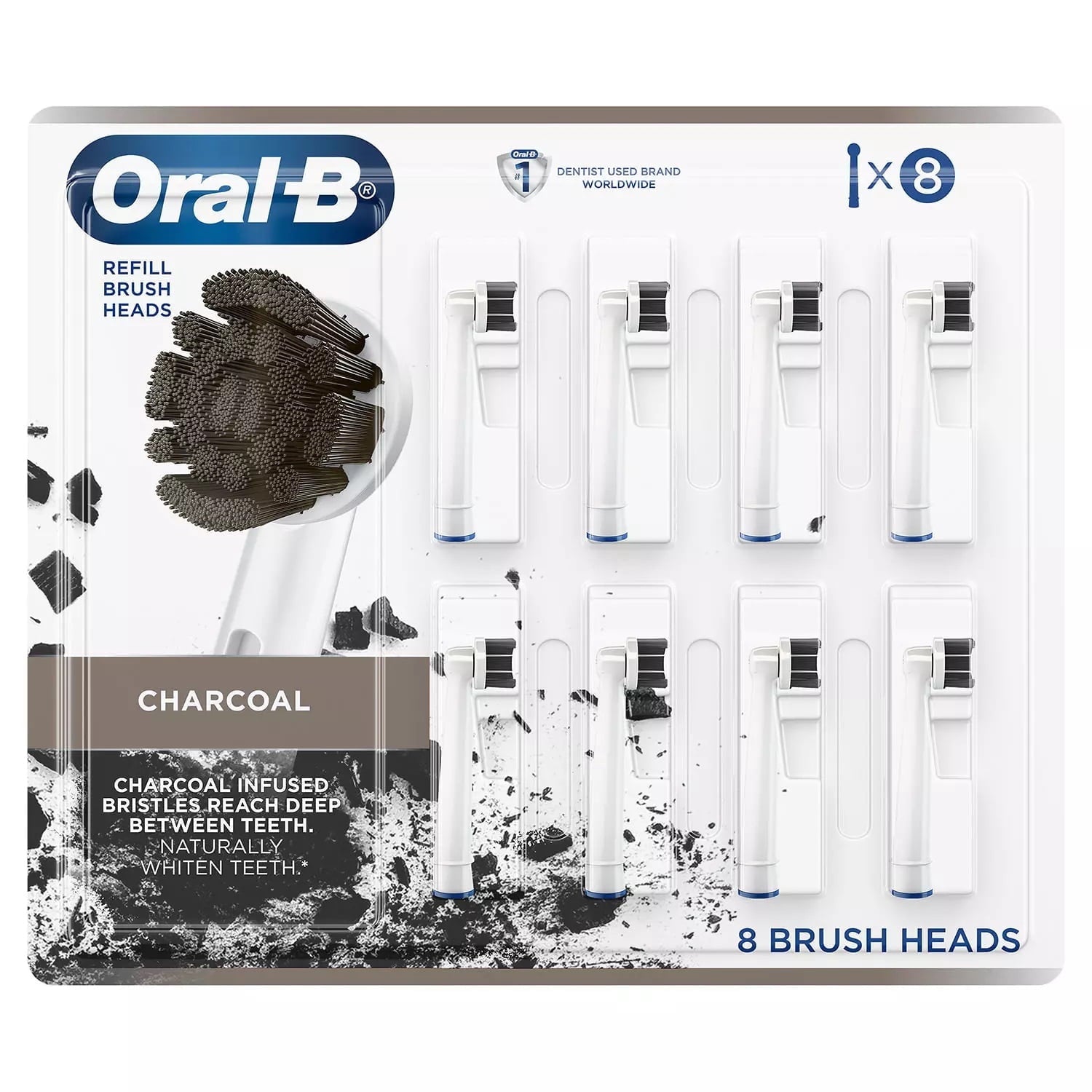 Charcoal Electric Toothbrush Replacement Brush Heads Refill (8 Count)