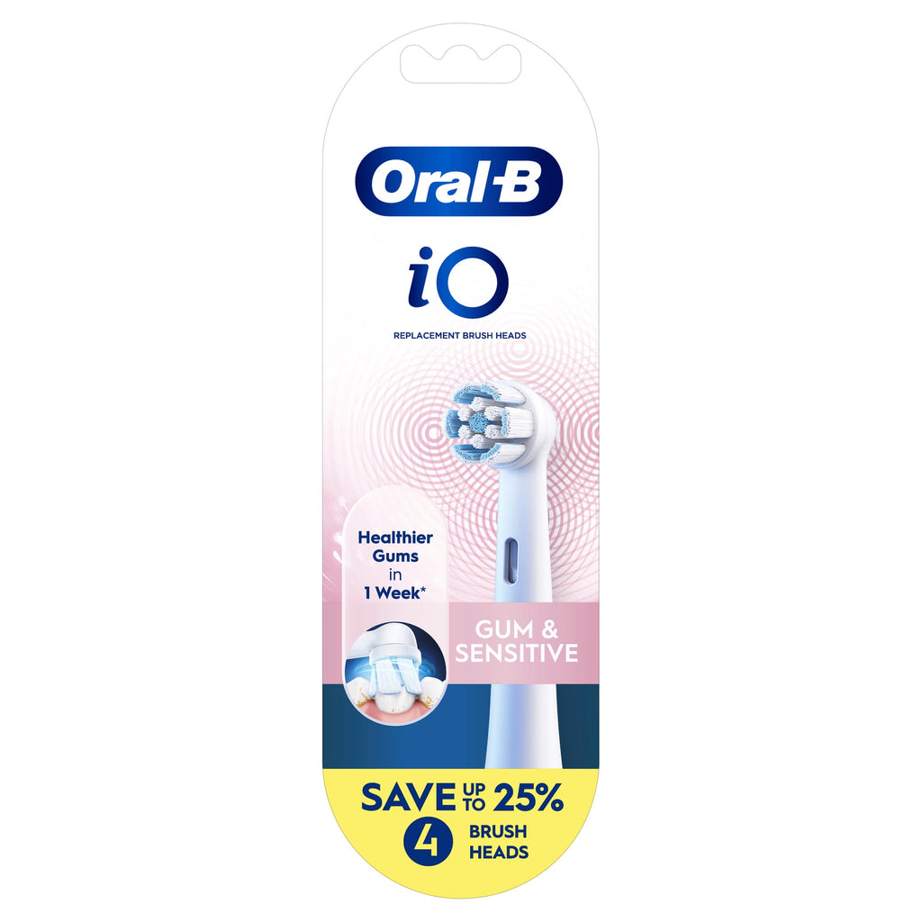 Toothbrush, iO Gum &amp; Sensitive Replacement Heads, Electric Toothbrush Brush Heads, White, 4 Count