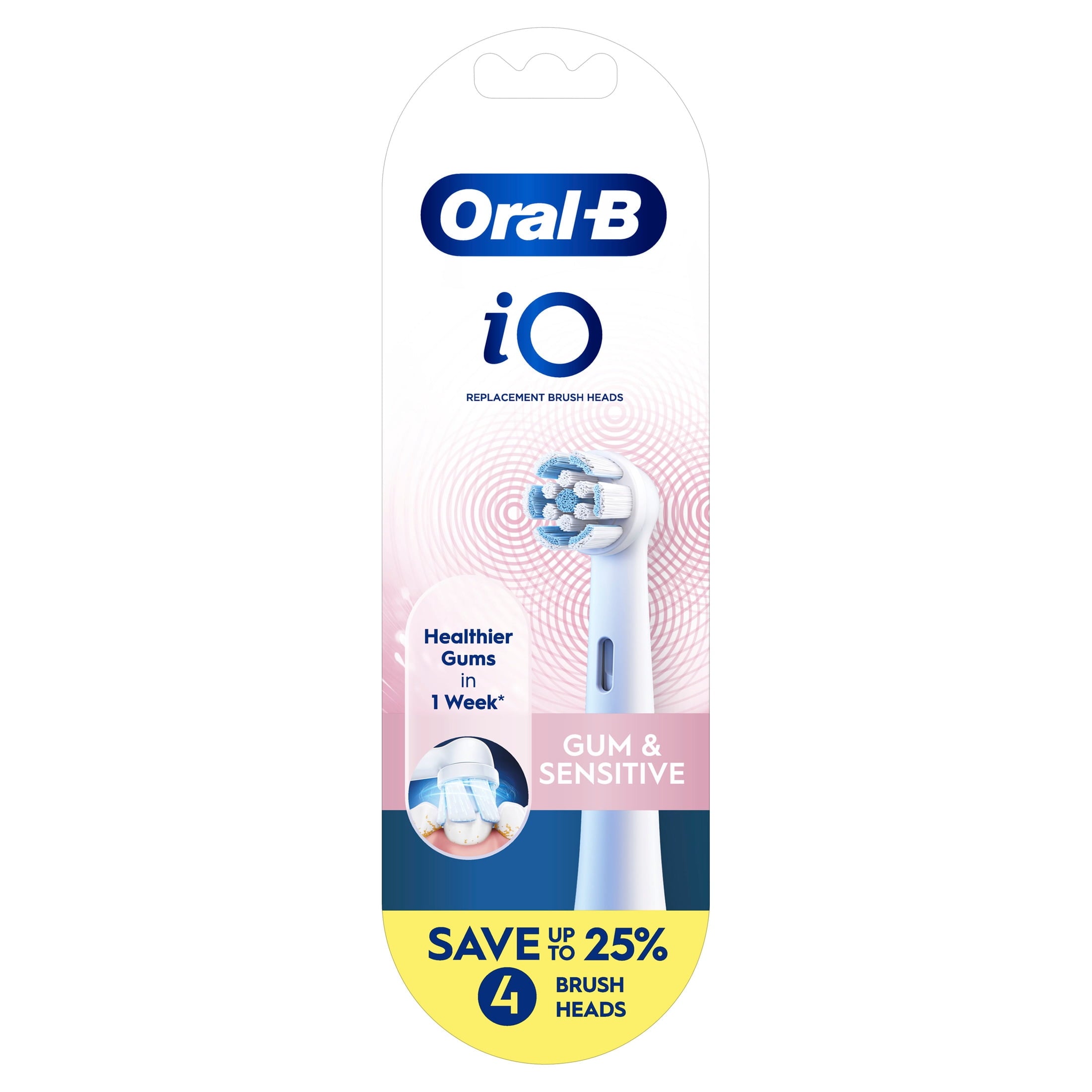 Toothbrush, iO Gum &amp; Sensitive Replacement Heads, Electric Toothbrush Brush Heads, White, 4 Count