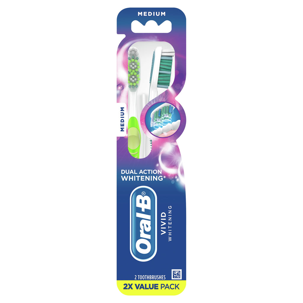 Vivid Whitening Manual Toothbrush, Medium, 2 Count