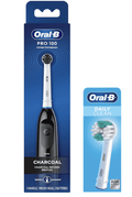 Pro 100 Battery Electric Toothbrush, Charcoal Black, Includes 1 Daily Clean Replacement Brush Head Includes 2 batteries