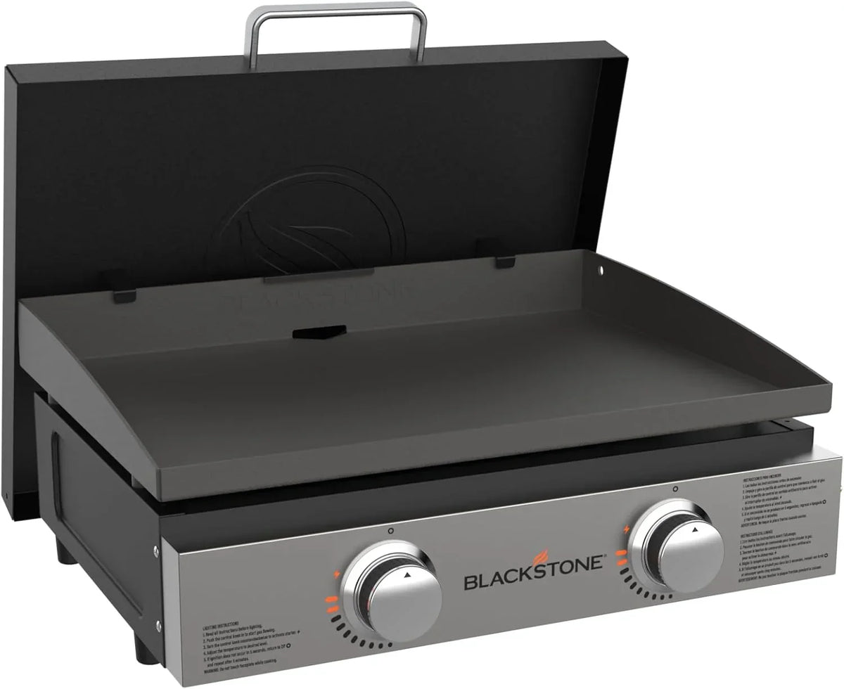 Blackstone 1666 22” Tabletop Griddle with Stainless Steel Faceplate, Powder Coated Steel, Black