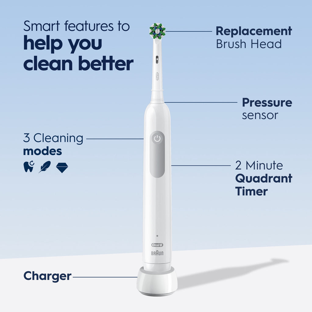 Toothbrush, Pro 1000 Rechargeable Electric Toothbrush, White, 1 Count, Adults and Children 3+