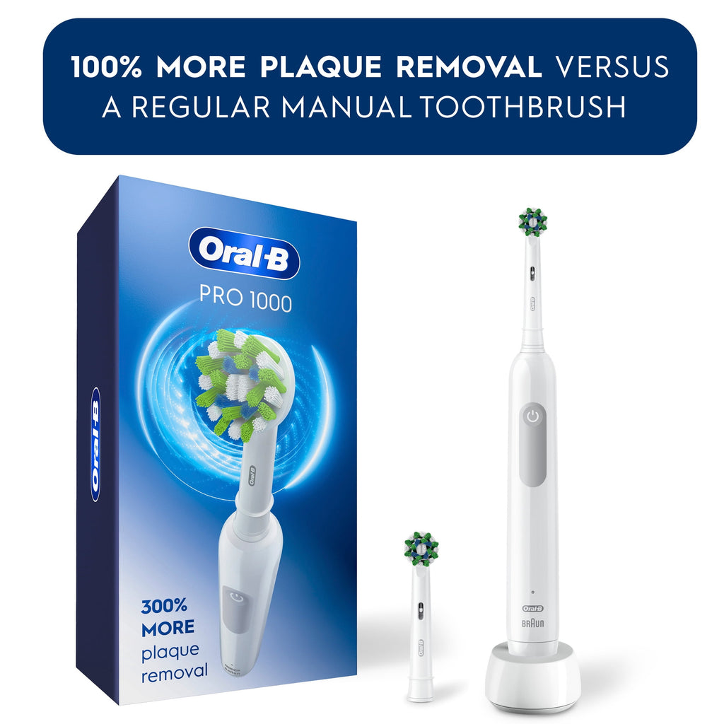 Toothbrush, Pro 1000 Rechargeable Electric Toothbrush, White, 1 Count, Adults and Children 3+