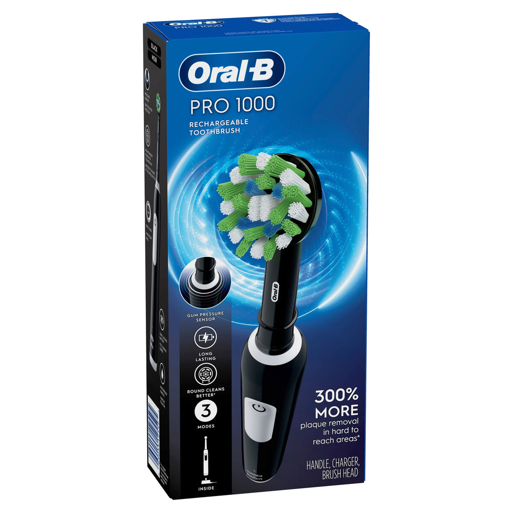 Toothbrush, Pro 1000 Rechargeable Electric Toothbrush, White, 1 Count, Adults and Children 3+